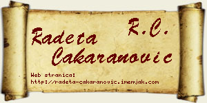 Radeta Čakaranović vizit kartica